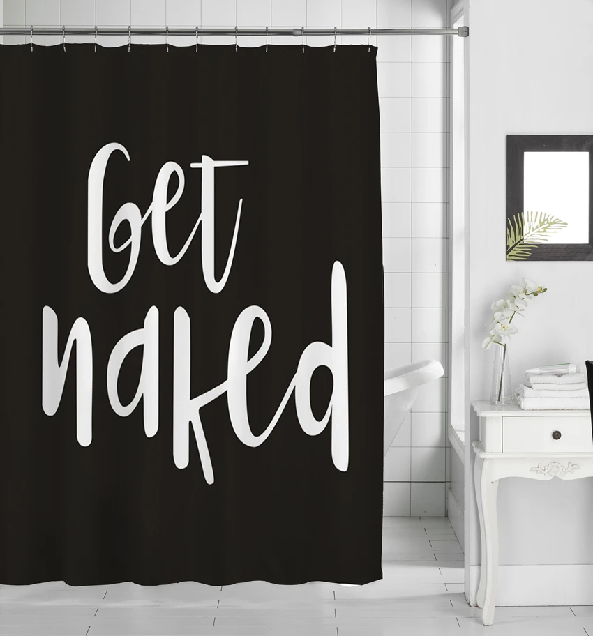 2022 New Custom Printed Shower Curtain Set 4 pieces Get Naked Shower Curtain Sets with Rugs