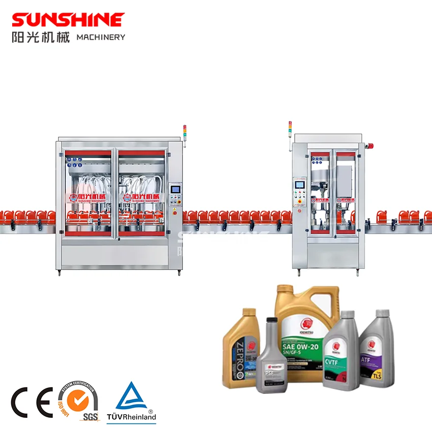 Automatic car lubricants lube oil motor engine oil coolant liquid bottle filler filling capping machine production line