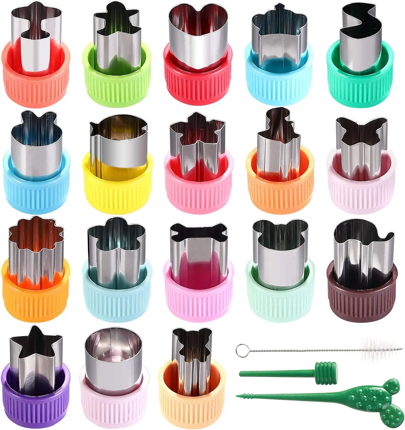 21 in 1 Set Vegetable Cutter Shapes Set Mini Sizes Cookie Cutters Set Fruit Cookie Stamps Mold