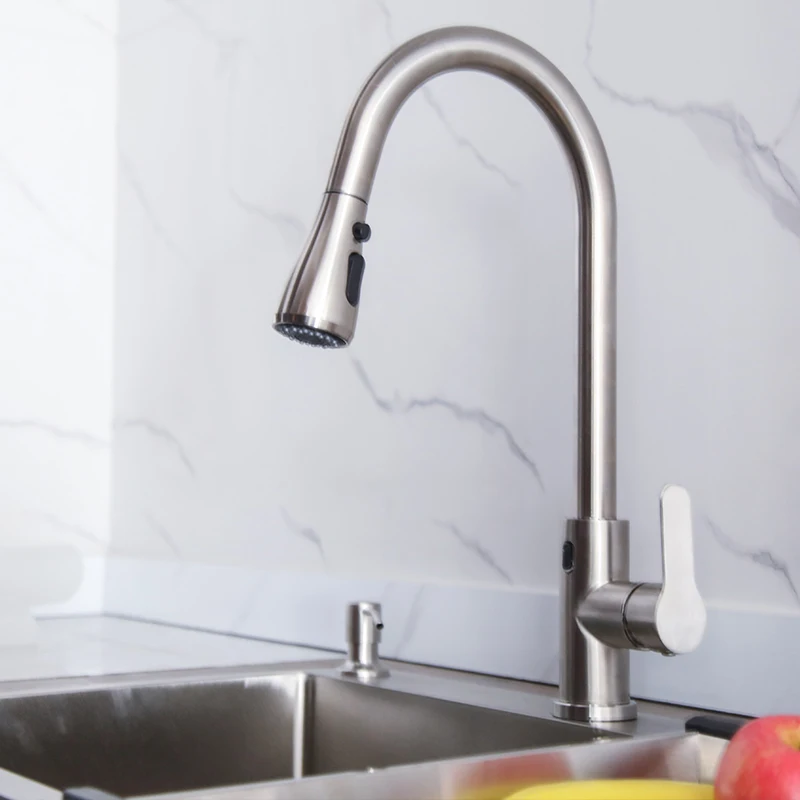 360 adjustable flexible non-contact motion sensor pull out kitchen faucets