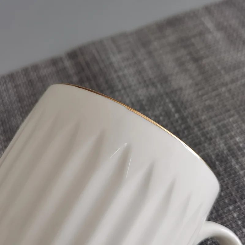 Wholesale Chaozhou New Bone China Pink Color Porcelain Coffee Cup Embossed Customised Ceramic Mug