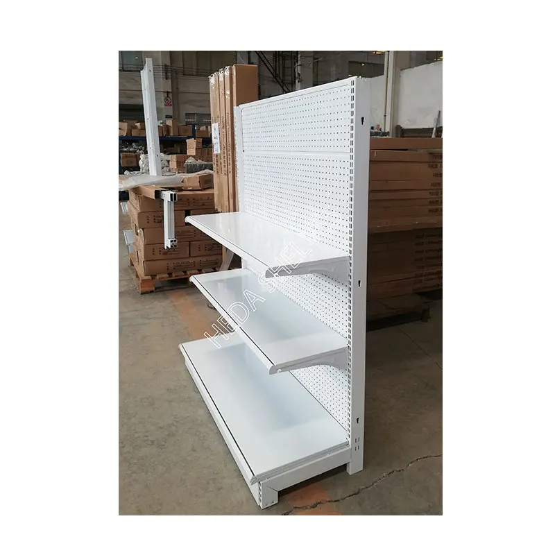Customized Color Supermarket Metal Shelf Supermarket Racks Single Sided Gondola Display Rack Gondola Shelving