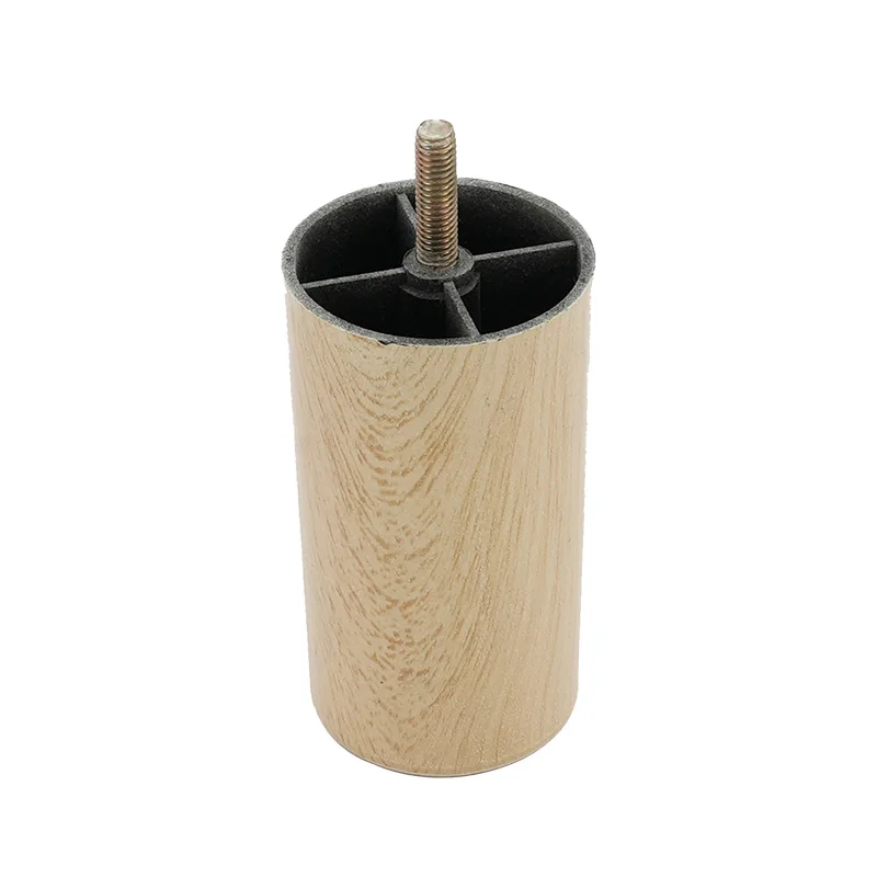 OEM Factory Modern Customized Wholesale 100MM PP Wood Wooden Grain Color PVC Plastic Furniture Sofa Table Bed replacement Legs