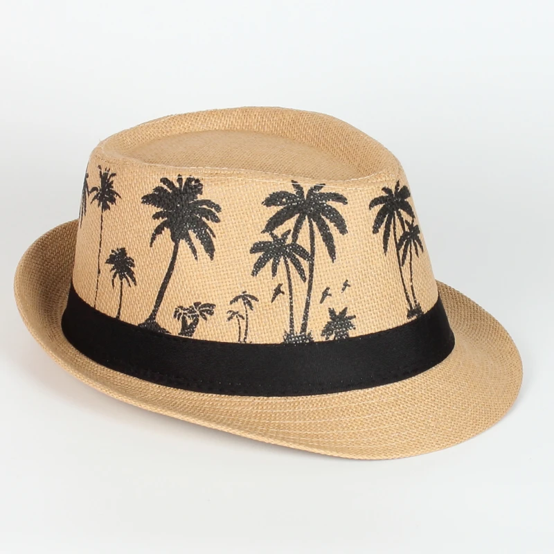 Wholesale Fashion Lady Fedora Trilby Gangster Cap Straw Panama Hat Men Women Summer Beach Paper Jazz Hats Spring Summer Autumn