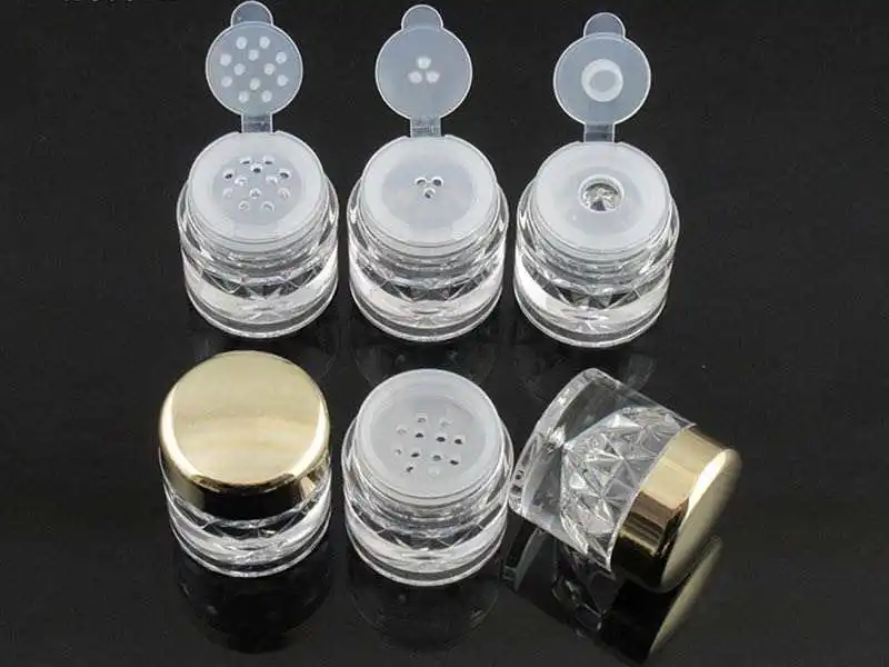 3g black/gold glitter pigments plastic jars. pot cosmetic tin sample jar can print