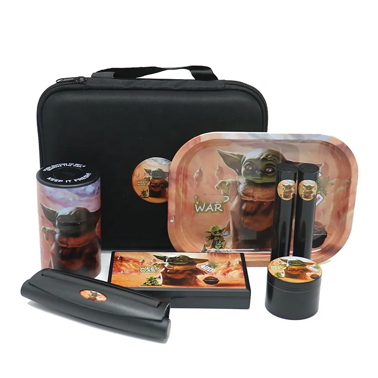 Новинка 2023 года измельчитель трав на заказ банка для хранения цифровые весы портативный металлический поднос 8 в 1 набор курения с защитой от