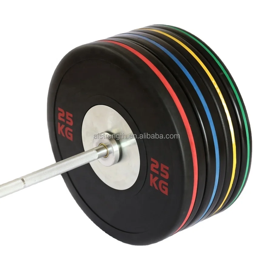 Fitness Training Dead Weight Weight Lifting  Color Stripe Rubber Bumper Plate