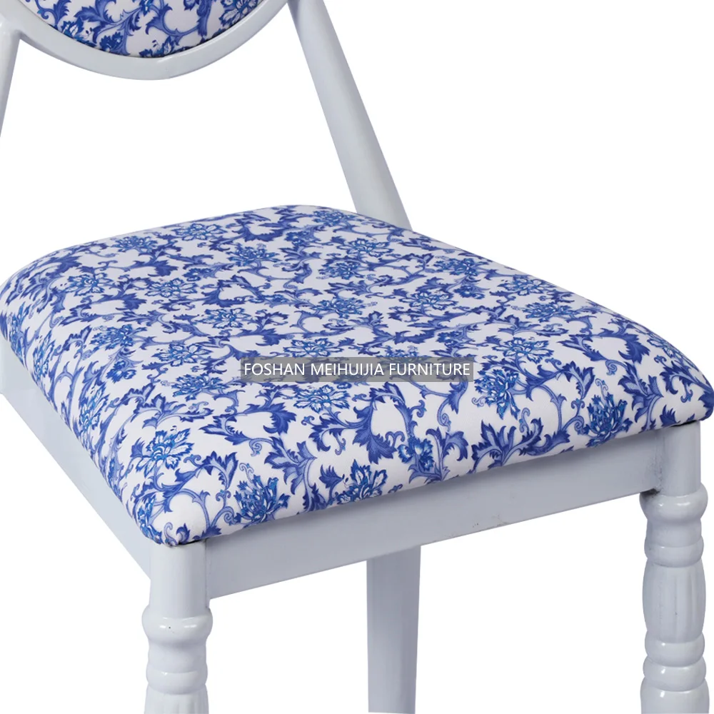 Hot selling retro blue and white porcelain style wooden furniture retro chairs
