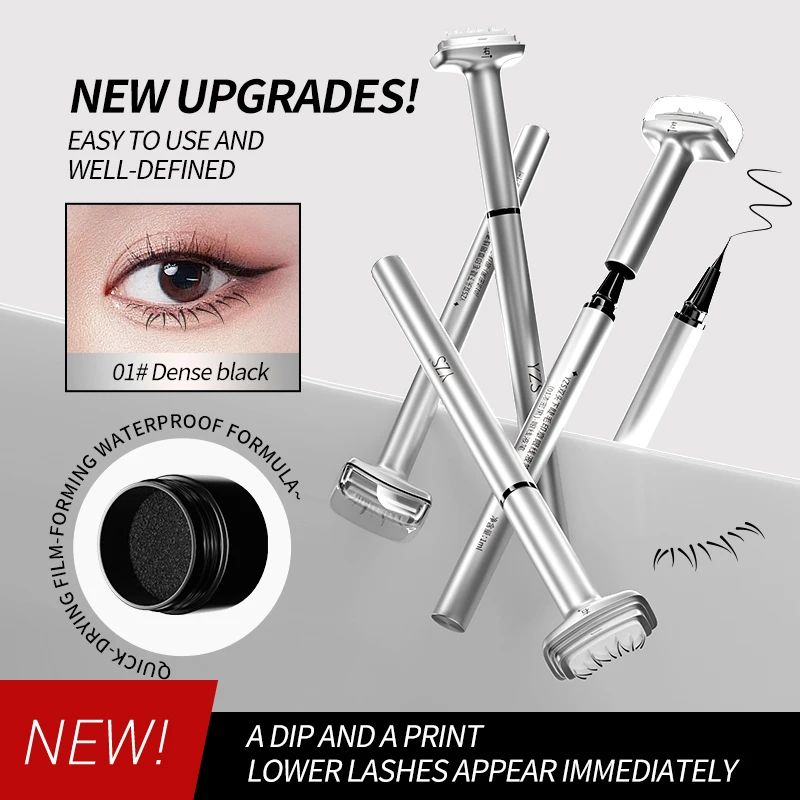 Private Label 3 in 1 Liquid Eyeliner Pen Eyelash Stamp Seal Brown Waterproof Long-lasting Lower Eyelash Eyeliner Pencil Pen