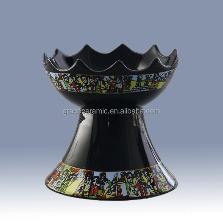 Горячая Распродажа 2021 года, печать на заказ, черный цвет, эфиопское искусство, керамическая курильница для благовоний с дизайном бэба тилет