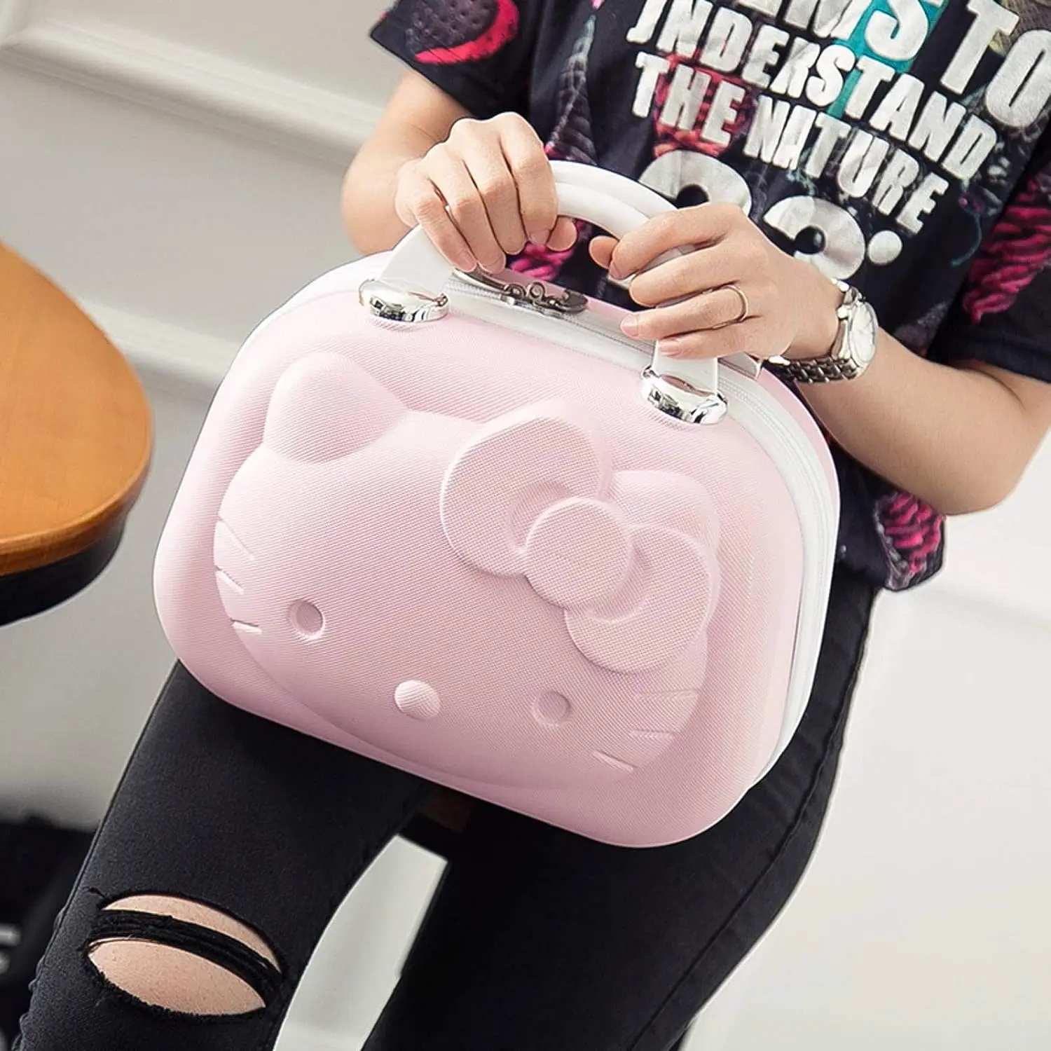 HL Waterproof travel portable small luggage case makeup boxes cosmetic makeup suitcase case traveling luggage kitty suitcase