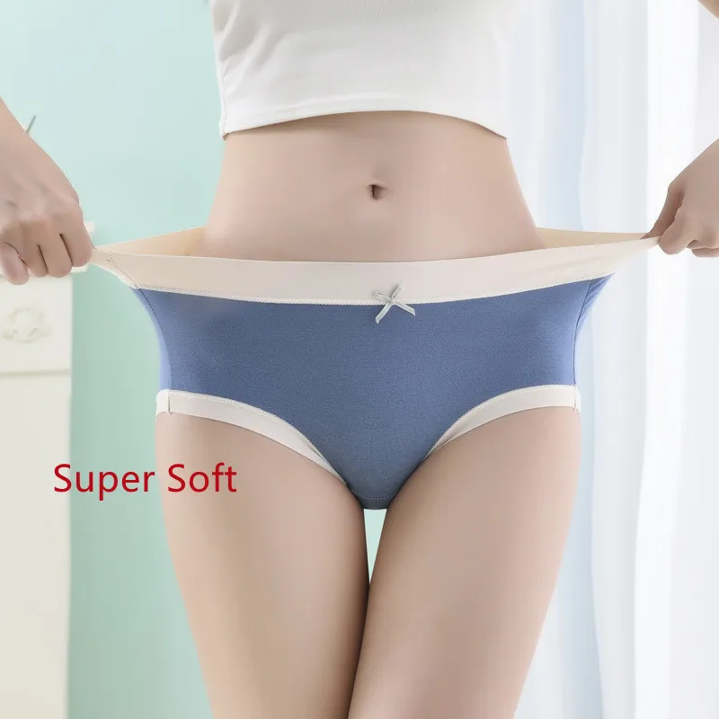 High Quality Mid Waist Modal Briefs Panty Solid Color Traceless Seamless Briefs Ladies Cotton Seamless Underwear For Girls