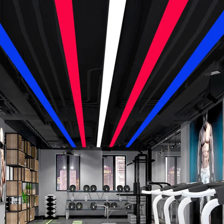 Decorative Linear Light Suspension Rectangular Pendant Light connectable RGB LED Hanging Lamp For Gym Game room