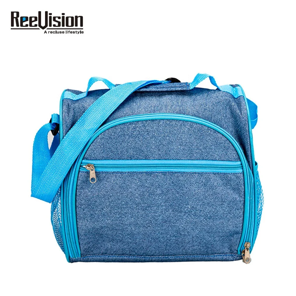 Denim fabrics insulated multicolor thermal bag food picnic camping Cooler Bag Lunch Bag