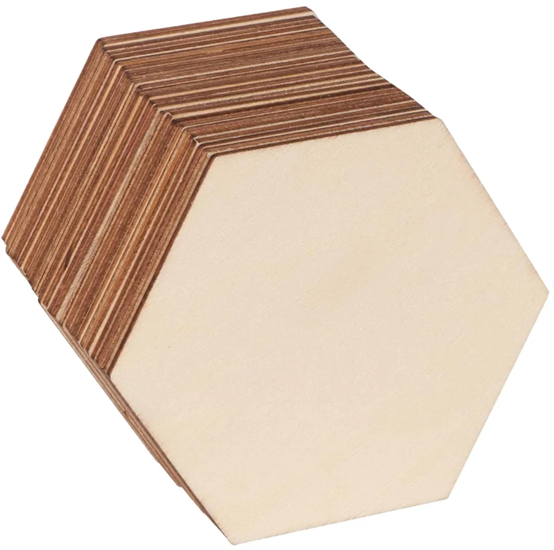 Wooden Blank Hexagon Cutout Wood Slices Cut Outs For Hands-on Crafts Decoration