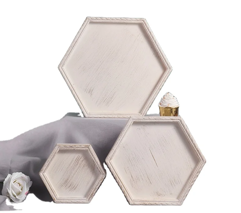 White Wooden dessert table ornaments  wedding display shelf cake table delicate tea rest tray