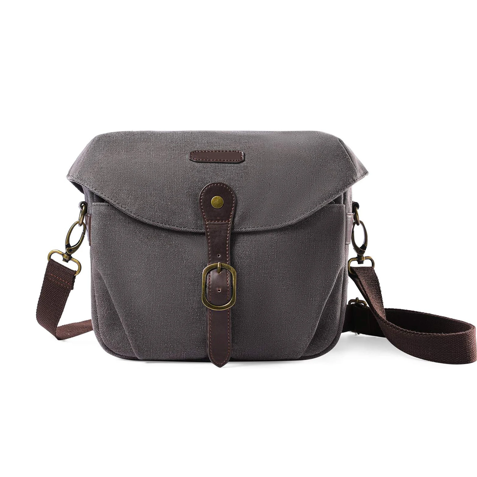 Camera Bag, SLR DSLR Canvas Camera Case, Vintage Padded Camera Shoulder Bag with Rain Cover for Women, Men, Black