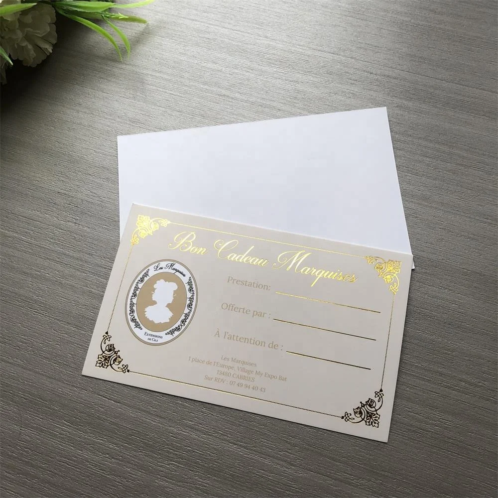 Custom luxury gold foil design coupons gift certificate paper card for small business