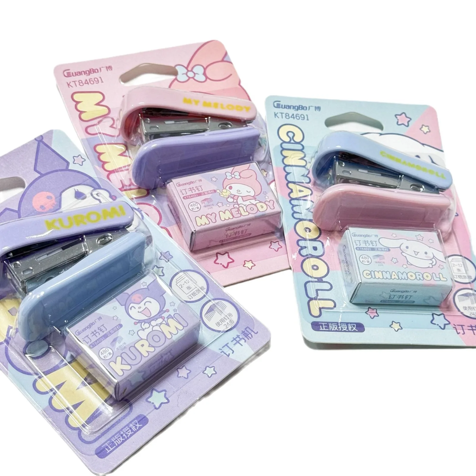 New Sanrio Series Mini Stapler Portable Desktop Stapler Macaron Color Stapler