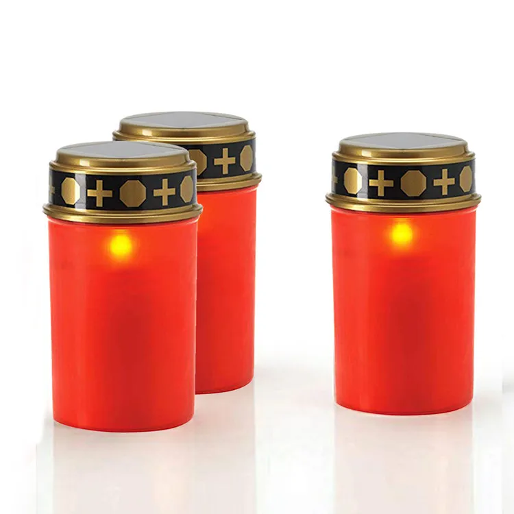 Waterproof Flameless memorial candles Solar electronic led candle grave light for cemetery