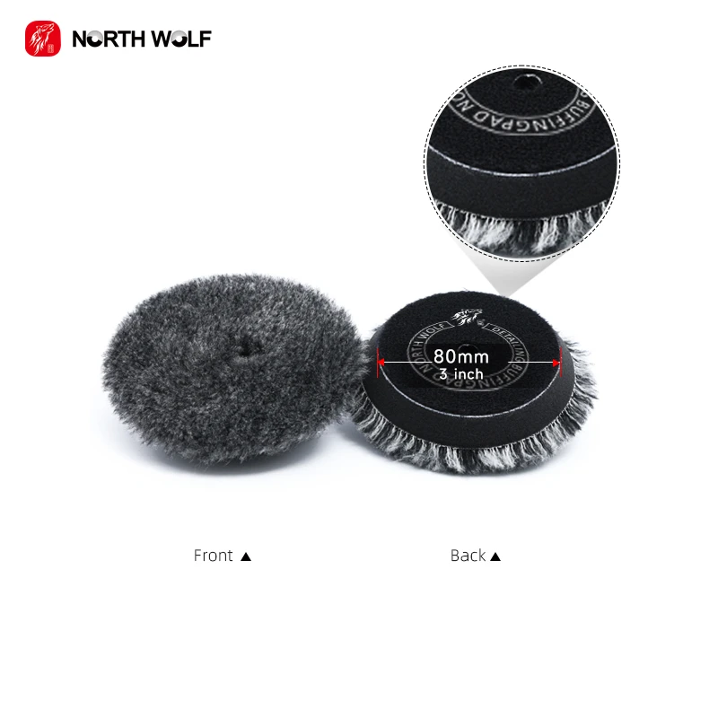 North Wolf 3inch Black & White Color 100% Wool Medium Cut Car Polishing Buffing Pads For Detailing