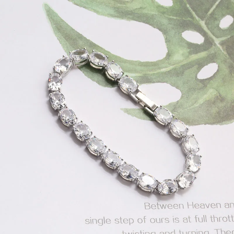  New Style Rose Gold Plated Anklet Bangle Bracelet Rainbow Zircon Link
