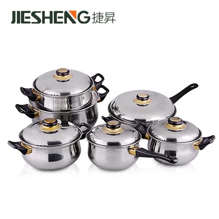 
Wholesale industrial 12pcs stainless steel cookware pots and pans set 