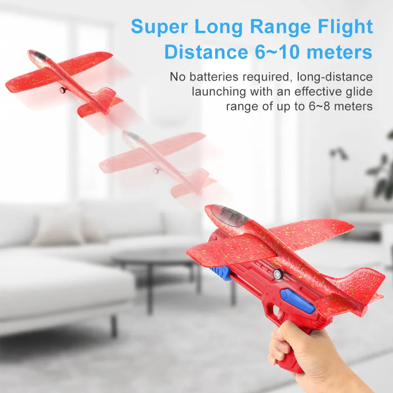High Quality Outdoor Shoot Game Toys Aircraft Launch Gun Toy Throwing Foam Airplane Launcher for Boys Gifts