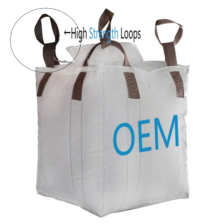 Customized Pp Bulk Bag 1250kg for Coal Jumbo Bag Carbon black Super sacks bag 1 ton dimension cement Container packaging FIBC