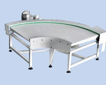 6mm knife gate 400W stainless steel curve 90 degree belt conveyor for small cakes
