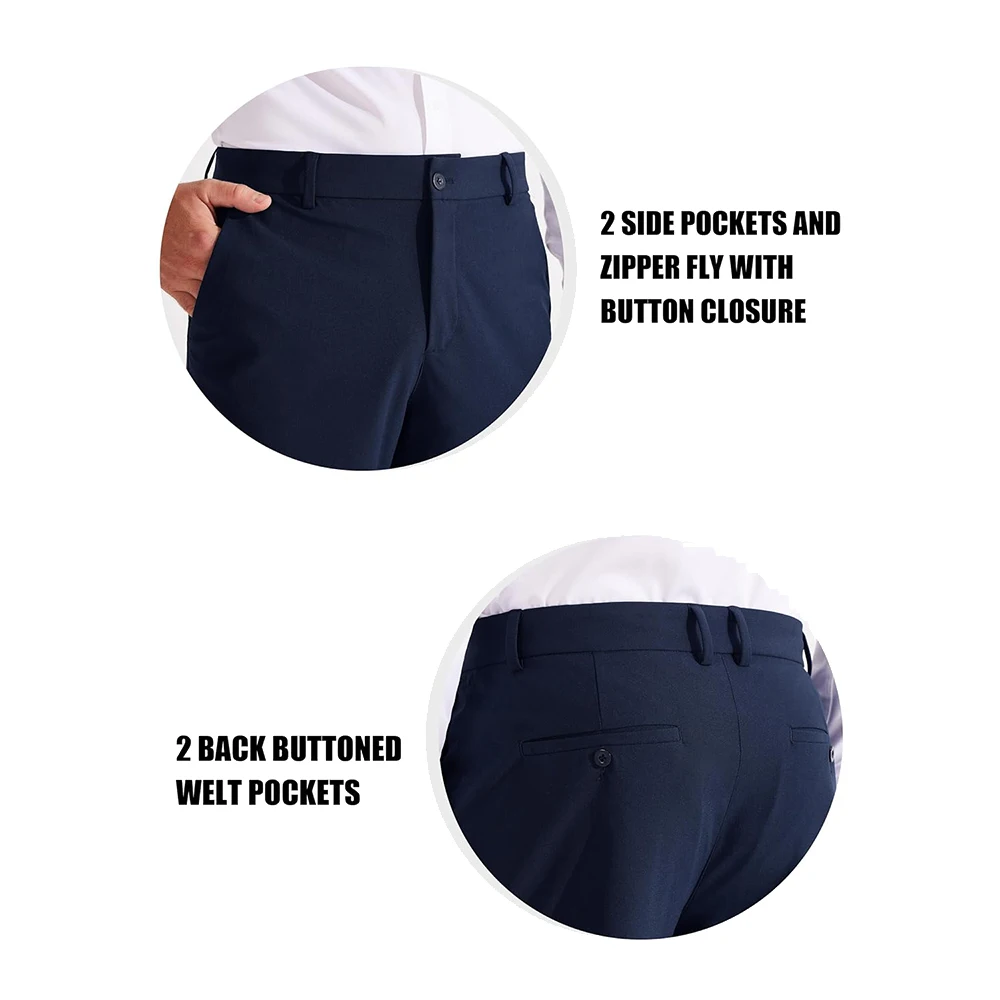 Mens Golf Pants Stretch Work Dress Pants Quick Dry Lightweight Casual Comfy Trousers with Pockets