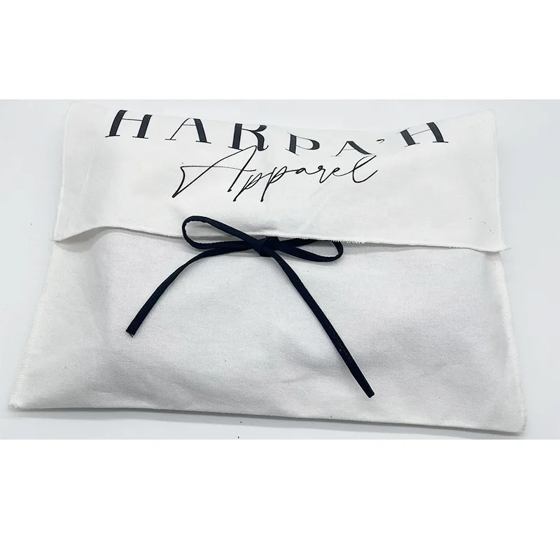 Eco-Friendly White Cotton Canvas Twill Envelope Pouch Gift Wallet Handbag Packing Dust Bag Luxury Cotton Flap Dust Pouch