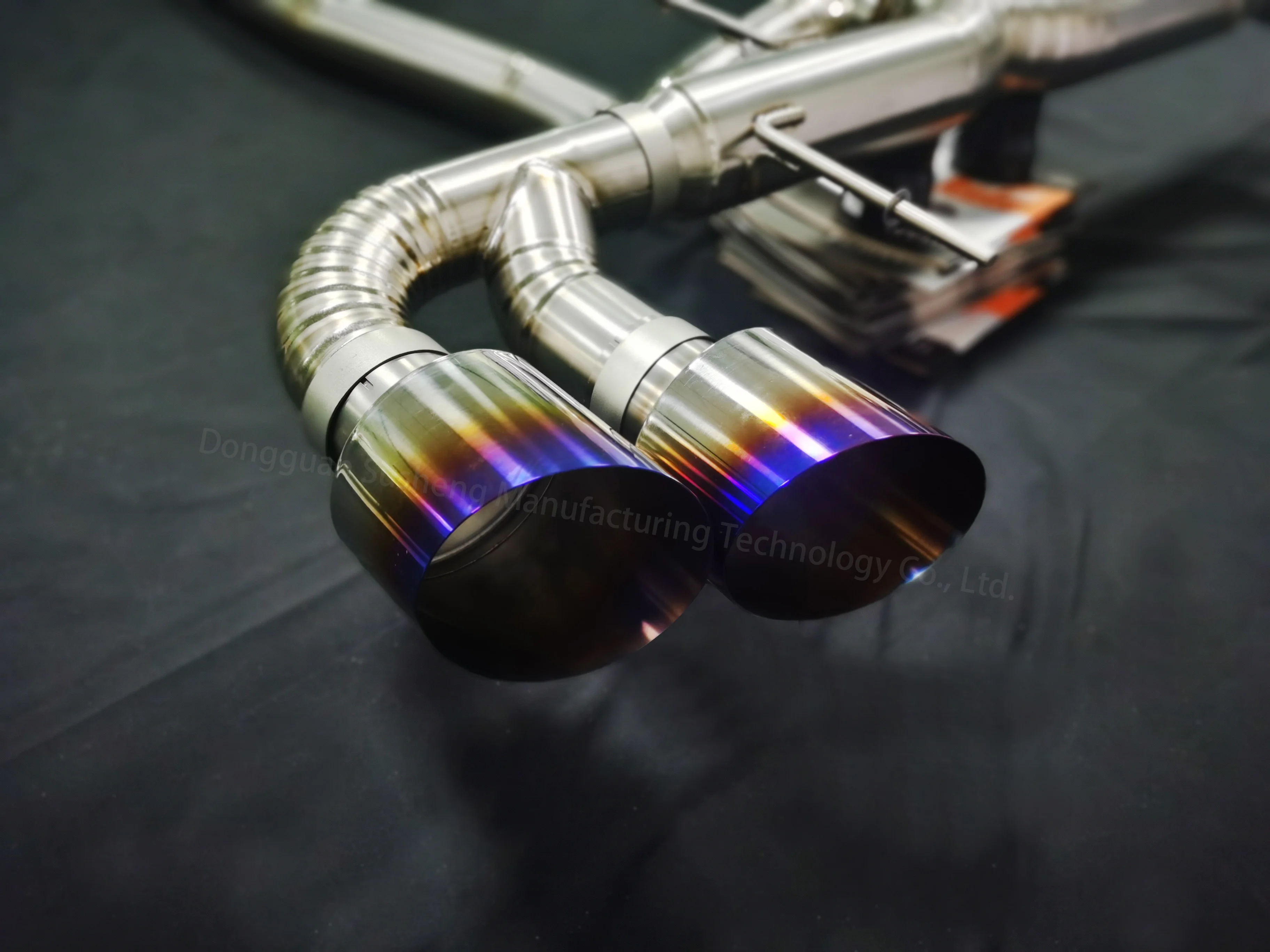 Hot sales JDM titanium exhaust systems GR1 GR5 102MM pipe diameter catback muffler for Nissan GTR35 with blue tips