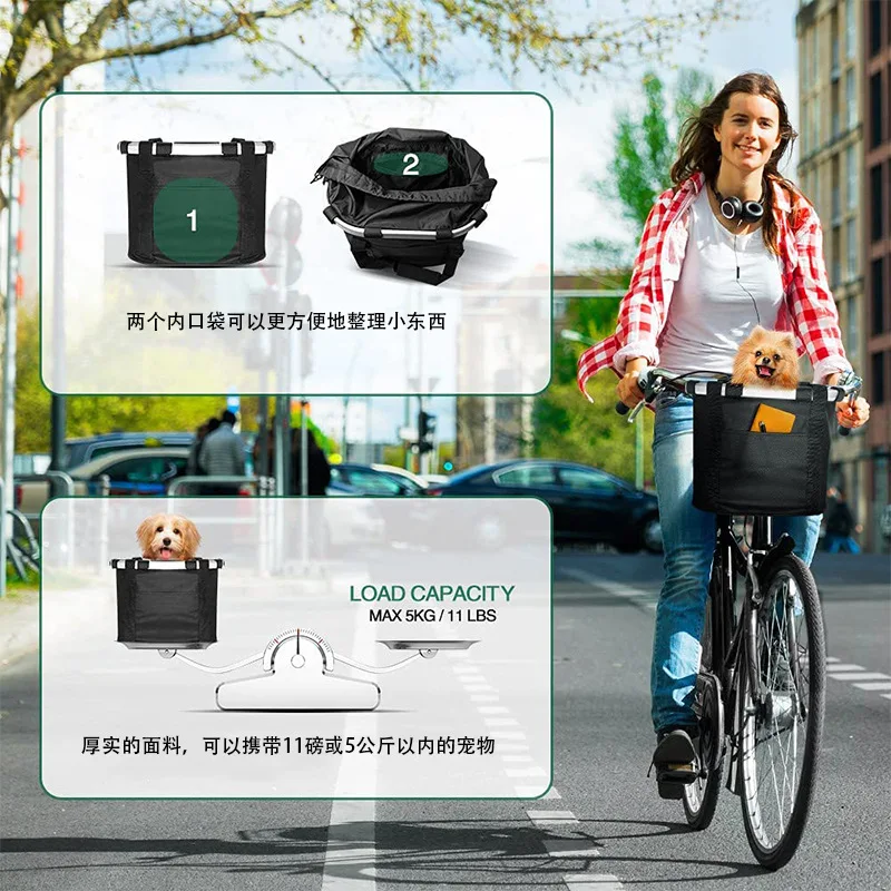 Идентификаторы Передняя съемная руль велосипеда корзина складной Малый Pet съемная корзина для велосипеда