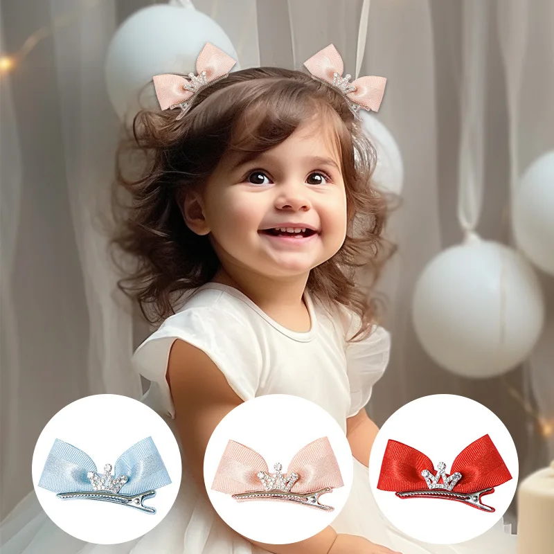 YiYuan Shining Diamond Tiara Crown Hair Pins For Children Solid Hair Bow Clips Barrettes For Girls Kids Hairgrips Hair Clips