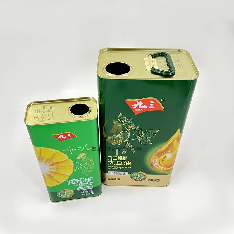 wholesale 4 L Oil tin Metal tinplate Square Tin Can canned Olive Oil Can With Plastic Lid