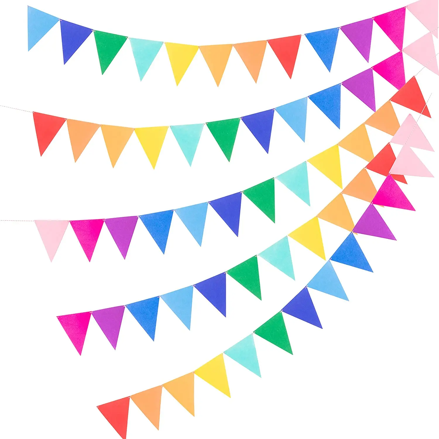  Assembled Rainbow Banners Felt Colorful