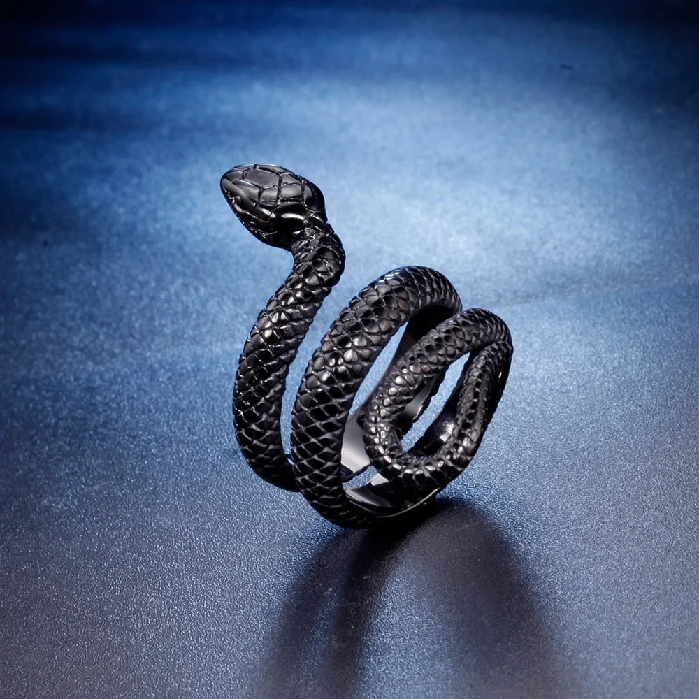 VAF Bague Serpent En Couleuvre Acier Inoxydable Anillos De Serpientes Hombre Stainless Steel Gold Snake Shape Ring