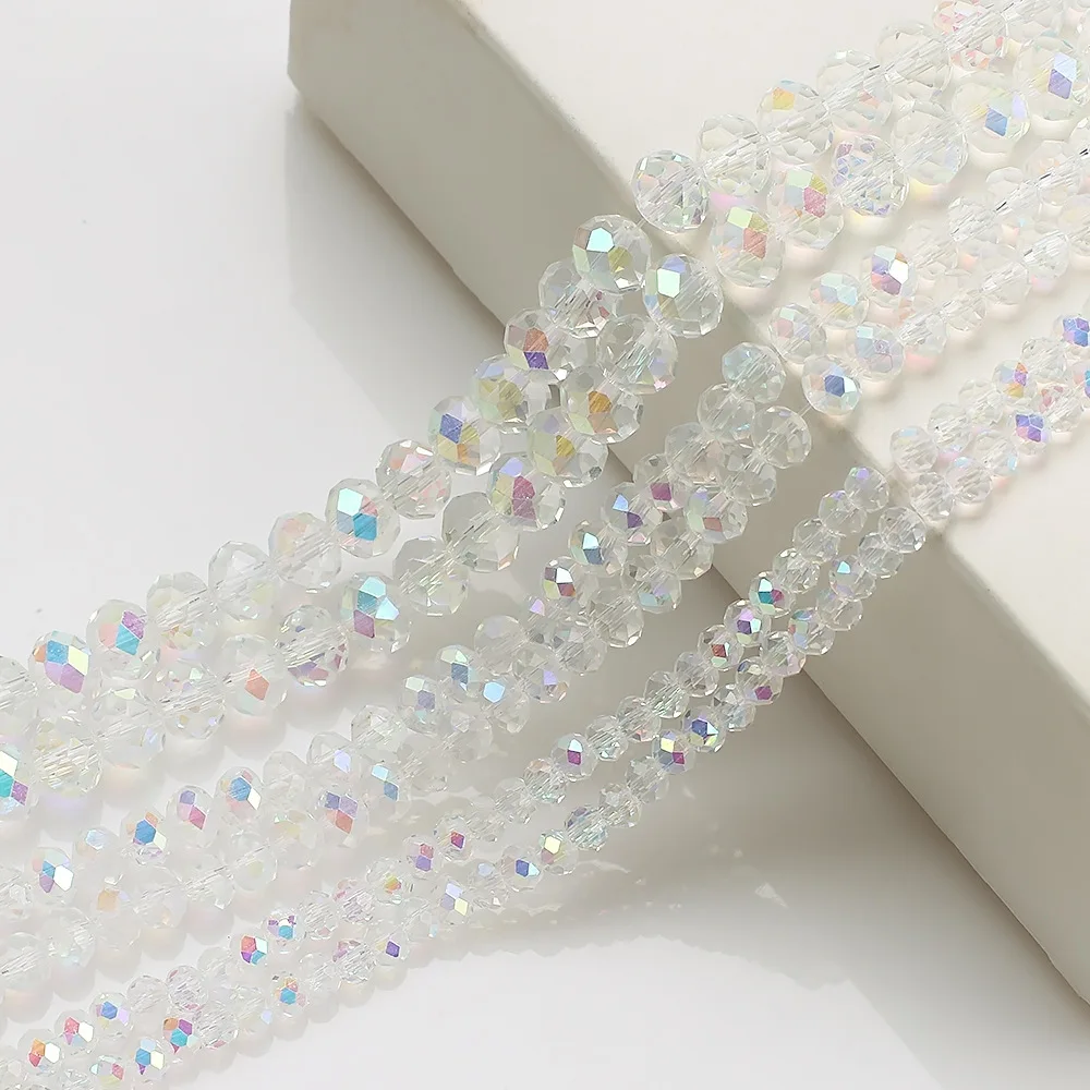 Crystal flat bead plating AB color DIY accessories loose beads colorful crystal glass round beads