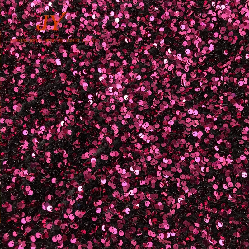 wholesale 100% polyester stretch velvet fabrics with sequins with long life