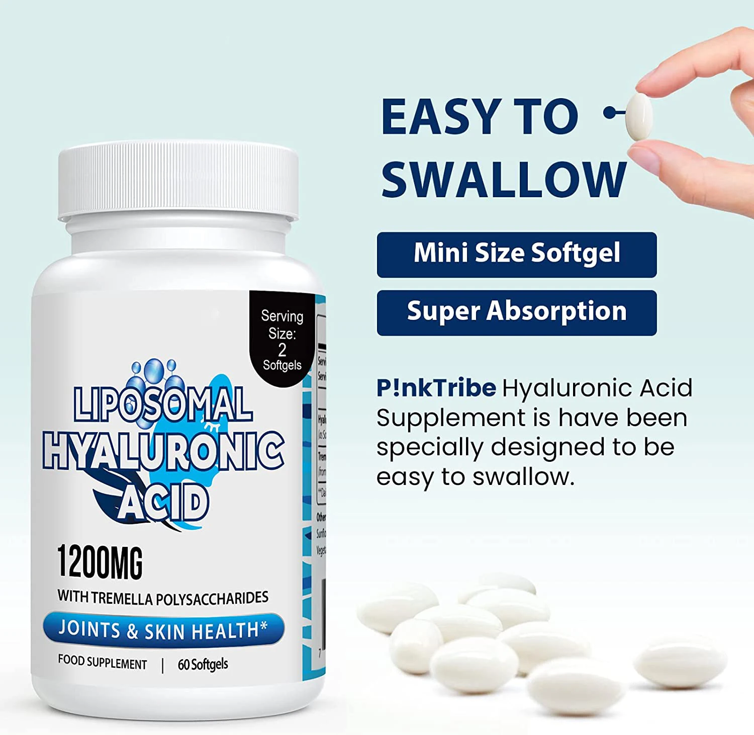 Liposomal Hyaluronic Acid Supplement 2000mg - Highly Bioavailable Dietary Hyaluronic Acid Capsules - Double Intense Skin Hydrati