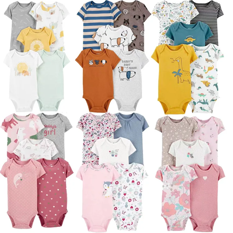 High quality 5 pcs/pack summer baby romper bodysuit Unisex newborn baby onesie