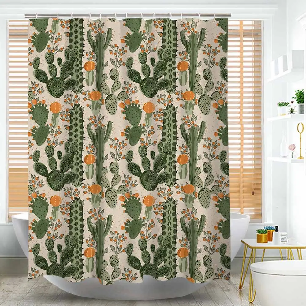 Home decoration 3D digital printing Waterproof bathroom cactus shower curtain