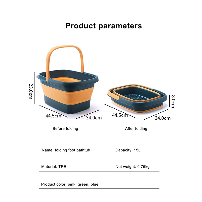 15L Folding Foot Bath Bucket Household High Calf Barrel Travel Portable Footbath Massage Foldable Feet Bath Basin