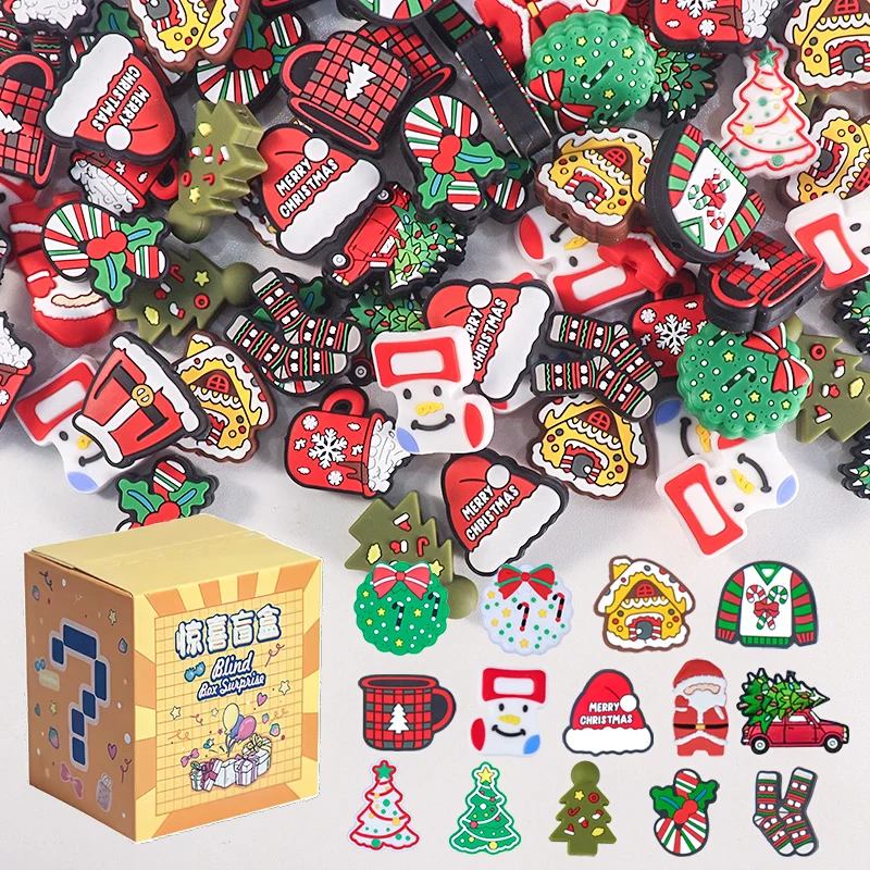 Mix Bulk Blind Box Christmas random styles Silicone Focal Beads For Pen Diy Bracelets Keychain Charms Christmas Surprise Gift