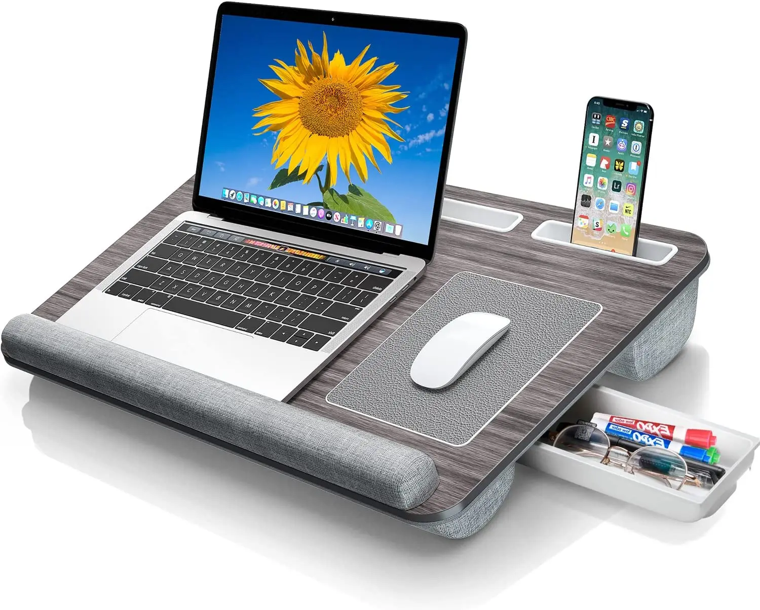 Portable  lap desk with pillow cushion17 inch extra large lap desk kids  with wrist rest laptop lap desk with drawer