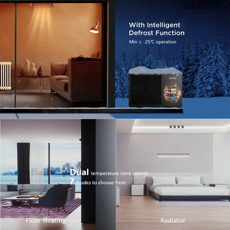 Sunrain Efficient DC inverter Solar Heat pump 18kW 24kW R32 Poland Pompa Ciepla Inverter Air to Water Heat Pump Monoblock