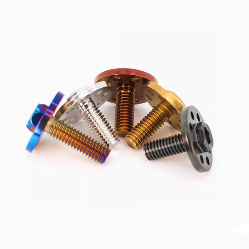 M6 304 Stainless steel Hex slot flange screws with titanium plated for motorcycle bike DIY License plate fixing screws