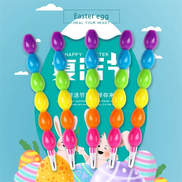 Easter Egg Shape Fashion Colors Non Sharpening  Creative Student Pencil Or Crayon For Children drawing