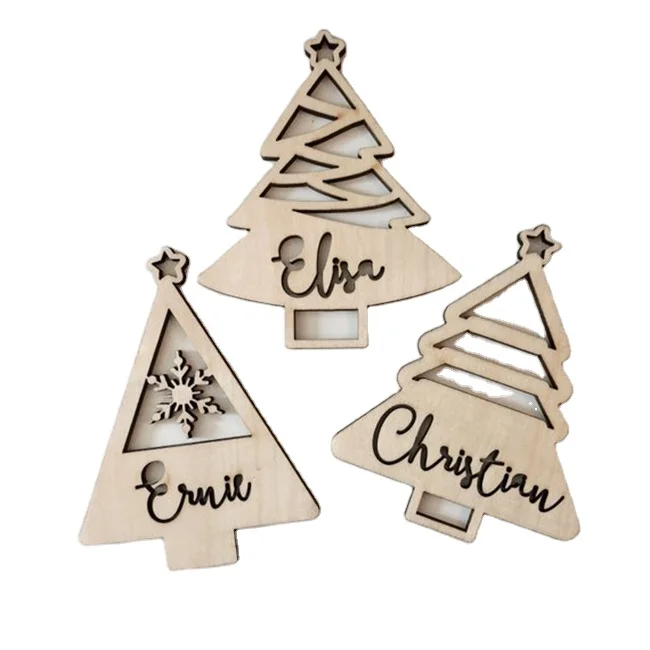 Christmas tree decor laser cut wood christmas ornament for home decor